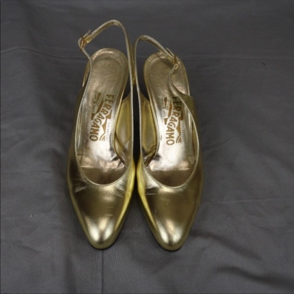 COPY - Authentic salvator ferragamo gold heels sz…